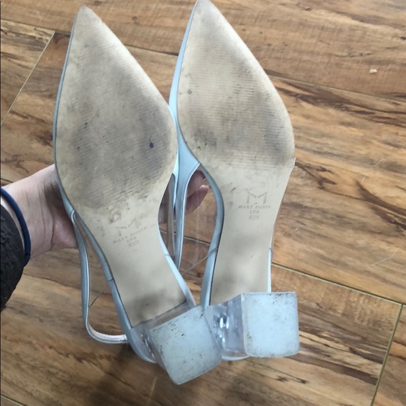 Acrylic heel white leather pumps zudi - Picture 5 of 8